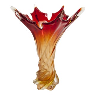Orange and Red Murano Glass Vase from Fratelli Toso, 1960s For Sale