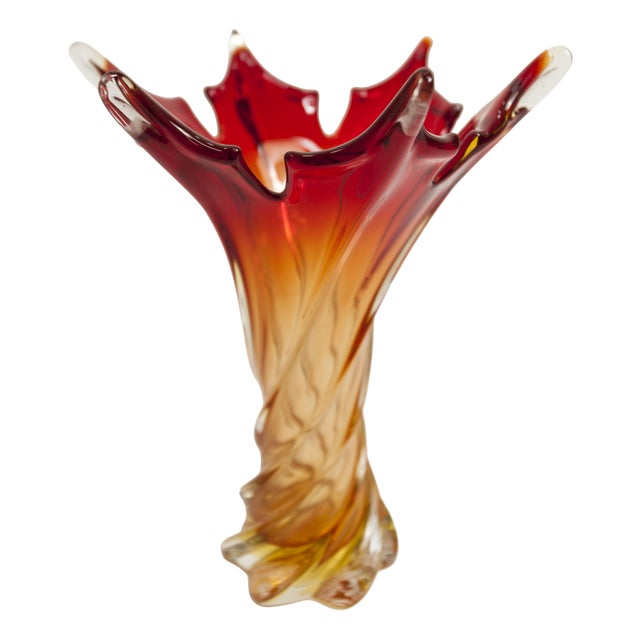 Orange and Red Murano Glass Vase from Fratelli Toso, 1960s For Sale