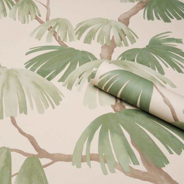 Schumacher Sample - Schumacher X David Kaihoi Weeping Pine Wallcovering In Green For Sale - Image 4 of 5