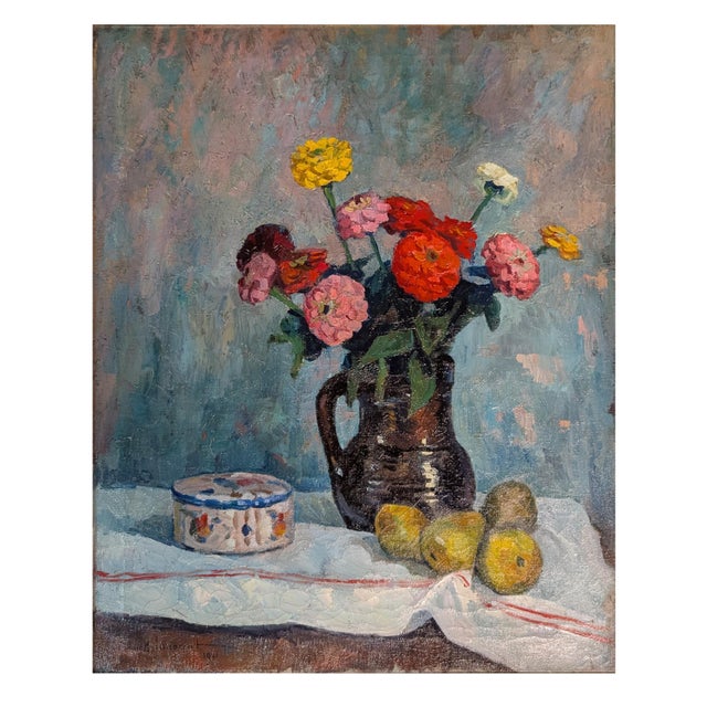 A very attractive French Post-Impressionist Rouen School (Normandy), oil on canvas still life painting, by Franck Innocent...