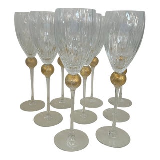 Set of 9 Claret Large Wine Glasses by Union Street Glass Manhattan For Sale