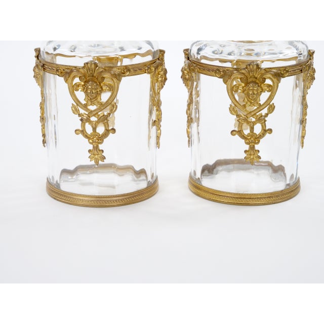 Glass Antique Pair French Gilt Bronze-Mounted Baccarat Glass Vanity / Perfume Bottle For Sale - Image 7 of 10