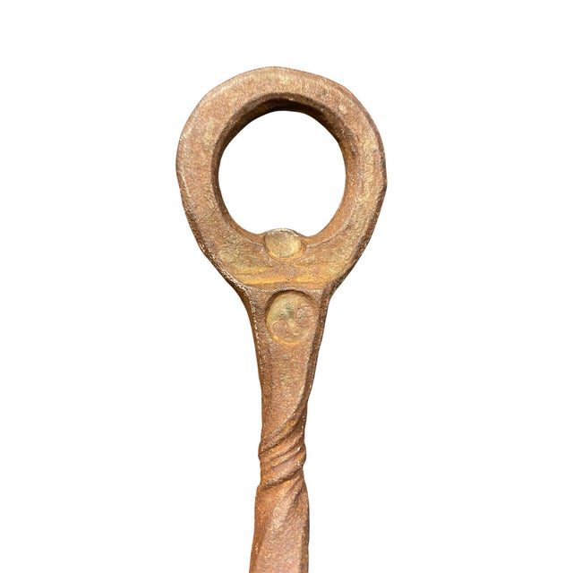 Copper Antique Folk Art Bottle and Can Opener Hand Forged Iron Church Key With Crow's Head For Sale - Image 8 of 9