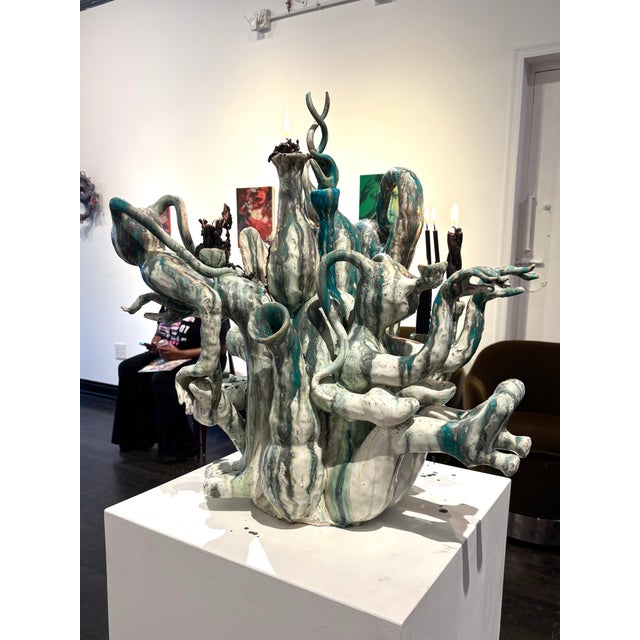Abstract Contemporary Abstract Amorphous Figurative Candelabra Ceramic Sculpture For Sale - Image 3 of 4
