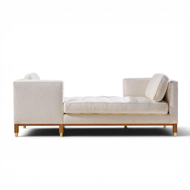 Wood Edward Wormley for Dunbar Style Mid Century Tête-À-Tête Sofa For Sale - Image 7 of 9