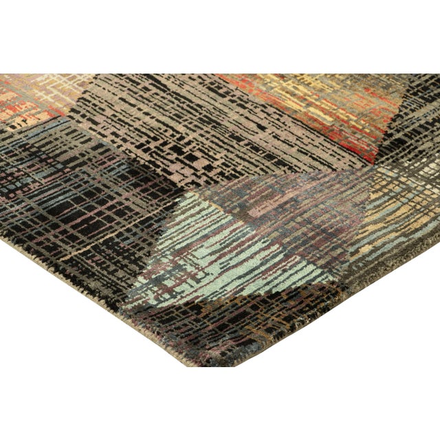 Rug & Kilim’s Abstract Rug With Polychromatic Striae and Geometric Patterns For Sale In New York - Image 6 of 8
