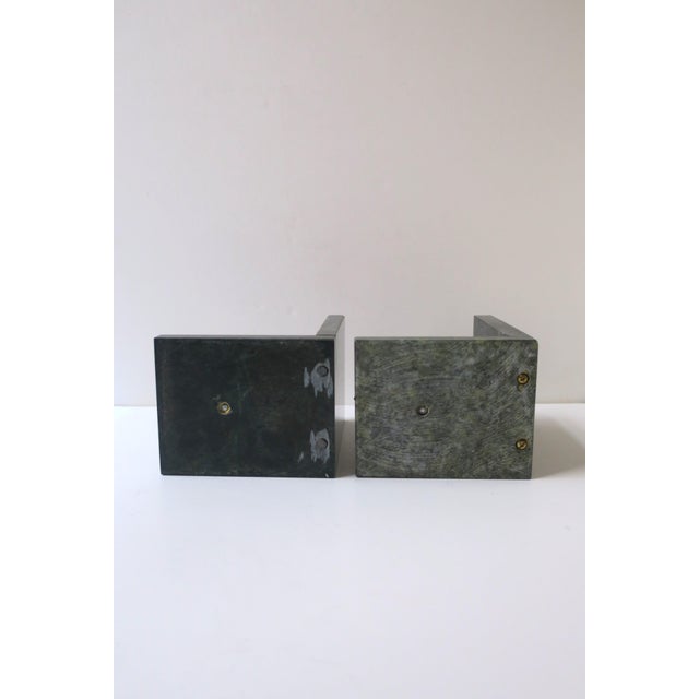 Dark Green Marble Brass Sailboat Nautical Bookends, Pair For Sale - Image 13 of 13