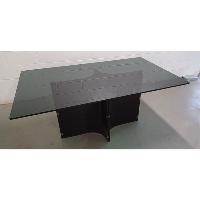 MCM Smoked Glass Dining/Conference Table With Black Lucite Base, in the Manner of Charles Hollis Jones For Sale - Image 10 of 10