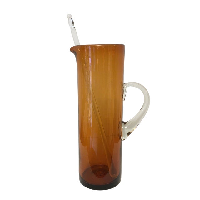 Handblown Amber Glass Martini Pitcher & Stirrer Chairish