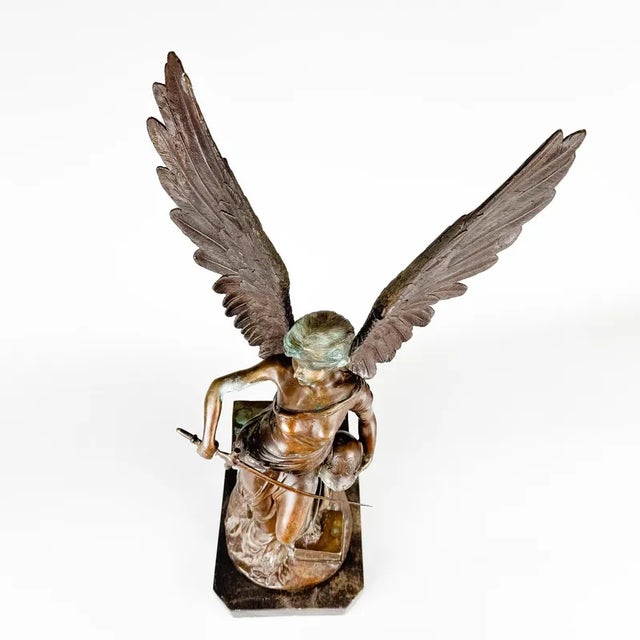 Antique Broze Sculpture of Angel with Sword, 1890s For Sale - Image 6 of 11