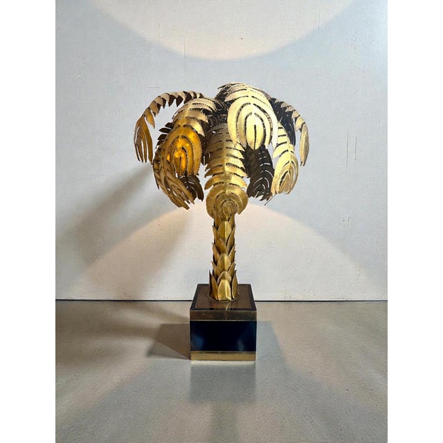 Black Brass Palm Tree Table Lamp by Christian Techoueyres for Maison Jansen, 1970s For Sale - Image 8 of 16