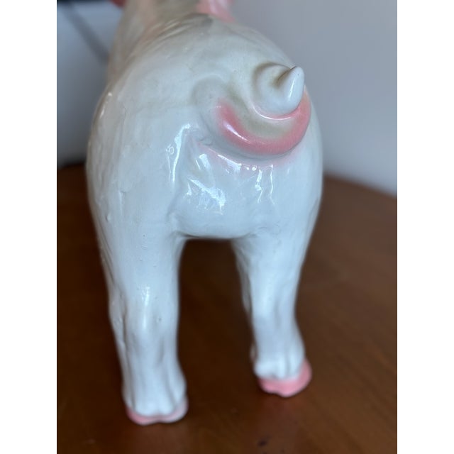 Mid-Century Vintage French Butcher Style Pig Crackle Design Ceramic Sculpture After Townsend For Sale - Image 4 of 5