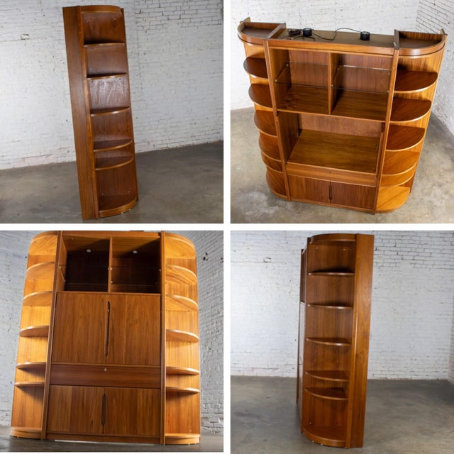 Mid to Late 20th Century Scandinavian Modern Teak Lighted Bookcase Display or Entertainment Cabinet For Sale - Image 12 of 18