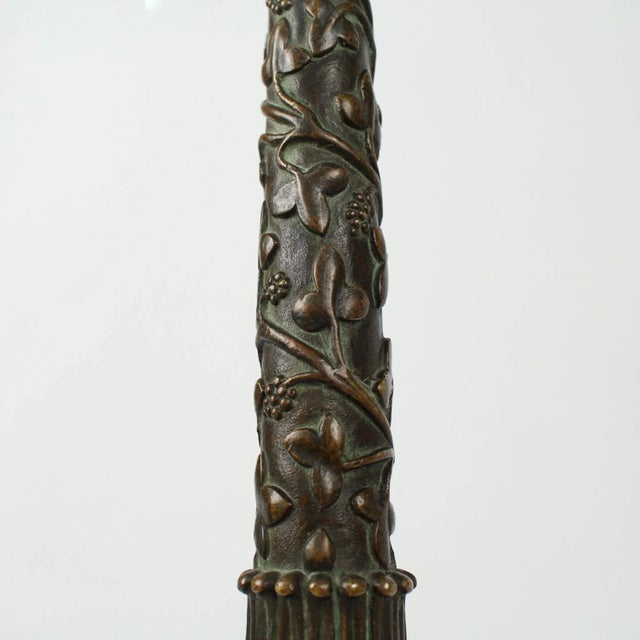 Antique E. F. Caldwell Bronze and Marble Table Lamp with Figural Greek Mask Feet For Sale In Philadelphia - Image 6 of 11