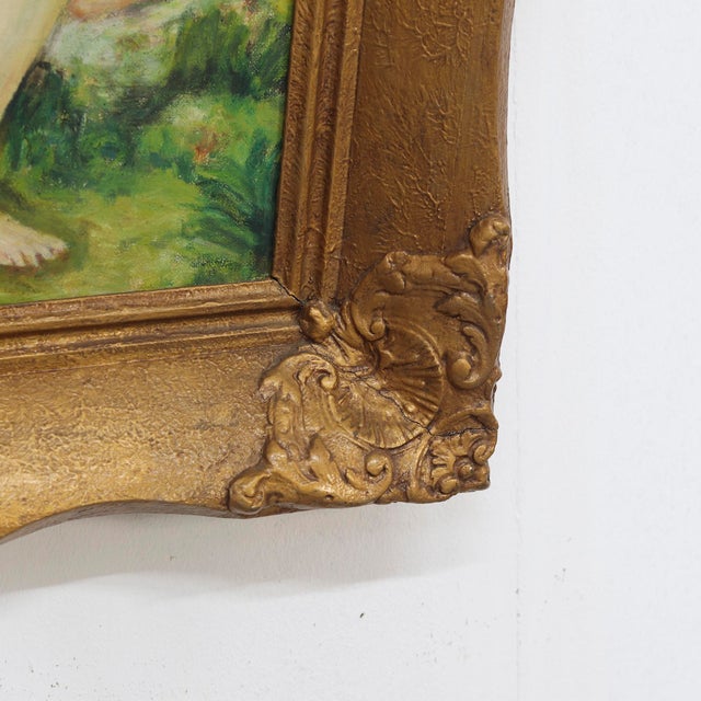 French School, Naive Folk Art Painting with Nude Figure, 1920s, Oil on Canvas For Sale - Image 3 of 11
