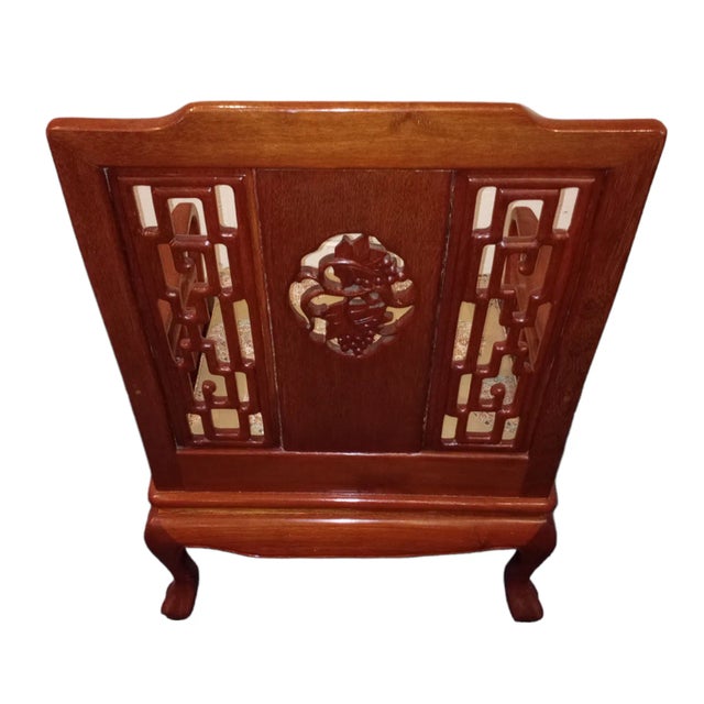 1980s Chinoiserie Chinese-Style Rosewood Lounge Chairs - a Pair For Sale - Image 5 of 5