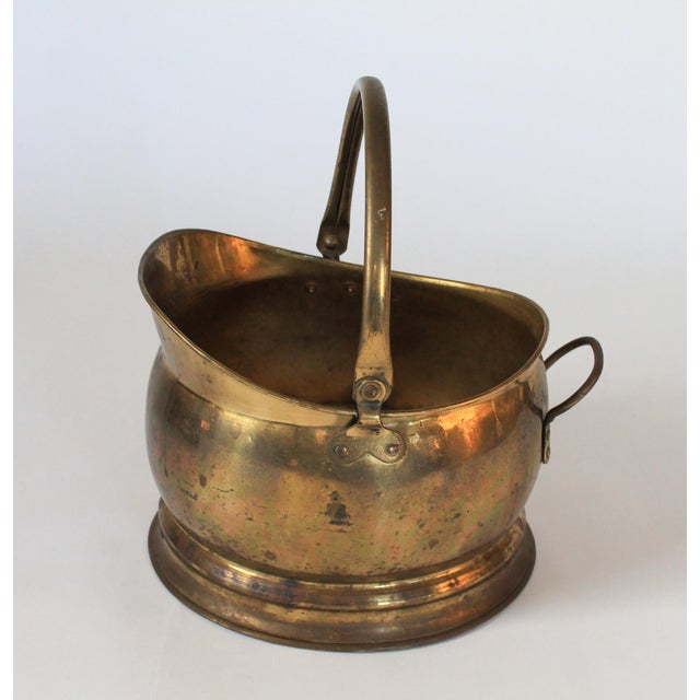 Farmhouse English Brass Fireplace Coal Scuttle Bucket For Sale - Image 3 of 9