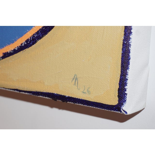 Textile 2026, Faux Naive Horizontal Painting, Playground Landscape, Vivid Tones Bauhaus Shapes on Canvas For Sale - Image 7 of 8