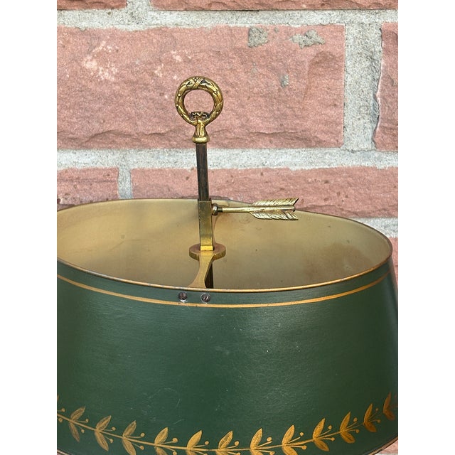 Antique French Bouilette Brass Metal Shade Table Lamp, 1930s For Sale - Image 12 of 14