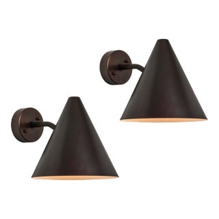 Hans-Agne Jakobsson 'Tratten' Dark Brown Patinated Outdoor Sconces - a Pair For Sale