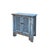 Rustic Distressed Ink Light Blue Grid Pattern Doors End Table Nightstand Cabinet For Sale - Image 3 of 5
