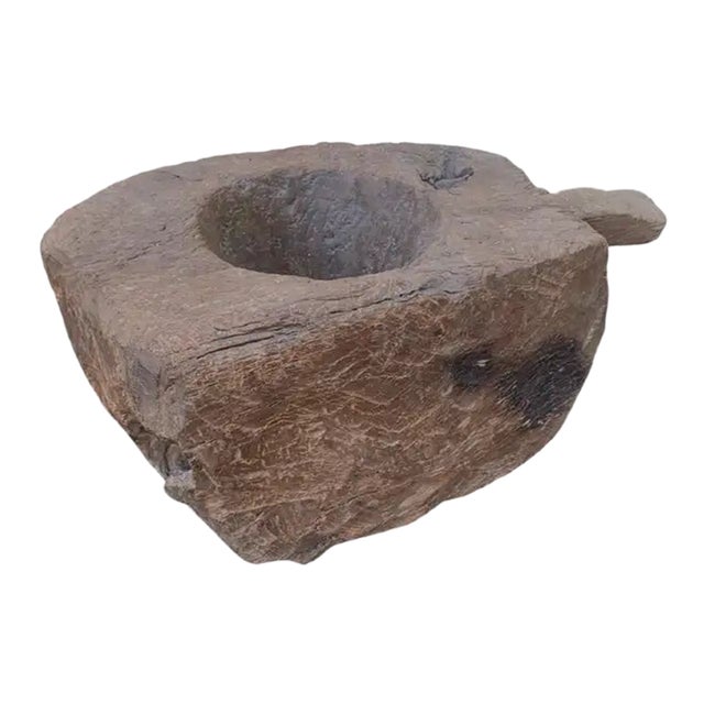 Solid Teak Granary Mortar From Java, Indonesia, C. 1950 For Sale