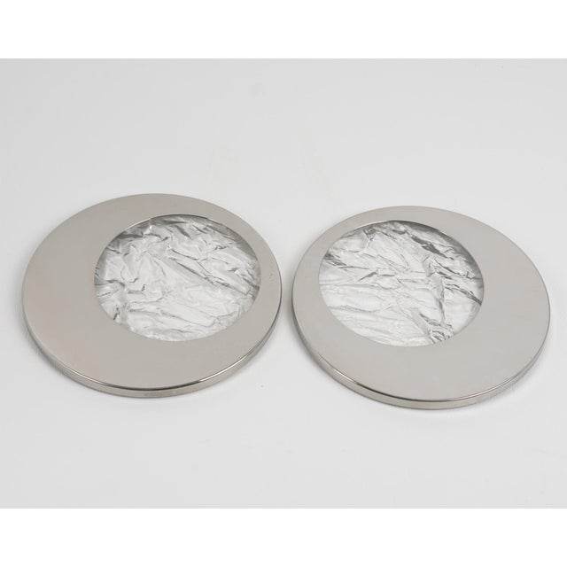 1970s Willy Rizzo Style Ice Effect Lucite and Chrome Coasters, 9 pieces For Sale - Image 9 of 13