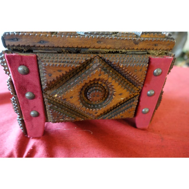 Folk Art Sewing Box, 1920s For Sale - Image 6 of 8