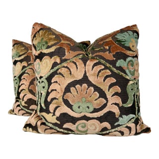 "Bukhara" Cut Velvet in Vintage 22" Pillows-a Pair For Sale