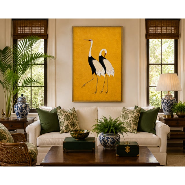 Golden Crane Portrait, Japanese Crane Wall Art, 32" X 48" For Sale - Image 10 of 11