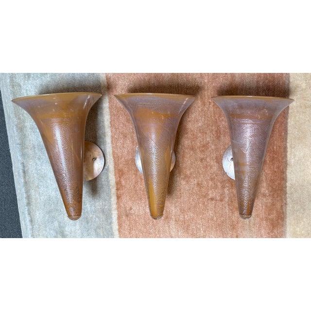 2010s Bacchus Glass Trumpet Wall Sconces, Set of Three For Sale - Image 5 of 12