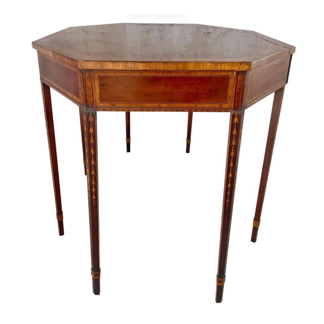 Georgian Octagonal Center Library Table Inlaid Mahogany For Sale - Image 11 of 12