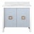 Textile Matthew Izzo Home April Light Blue Textured Linen and Matte White Lacquer Single Sink Bath Vanity With Antique Brass Hardware For Sale - Image 7 of 7