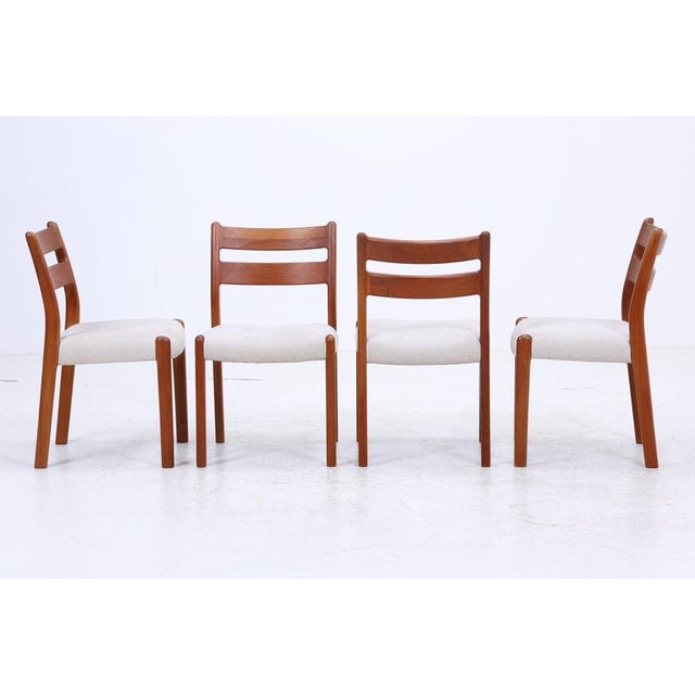 Rare set of 4 teak chairs by emc møbler, newly reupholstered and padded. by emc møbler • material: fabric & leather •...