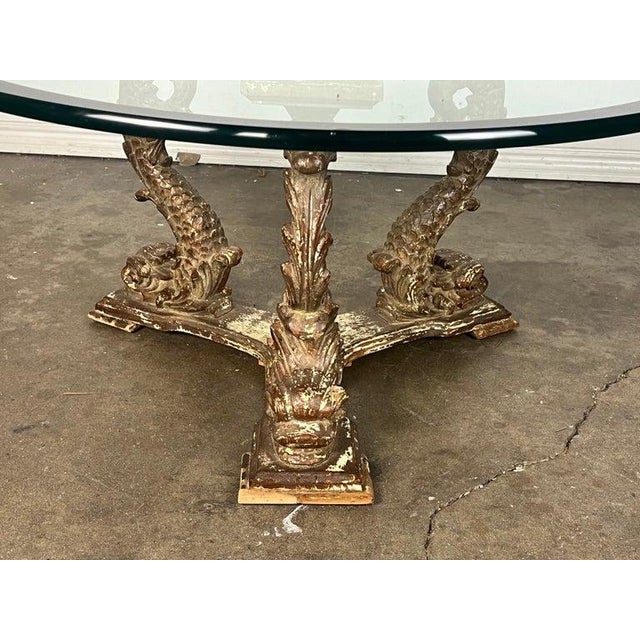 19th Century Distressed Gilt Wood Coffee Table With Dolphin Base For Sale - Image 10 of 16