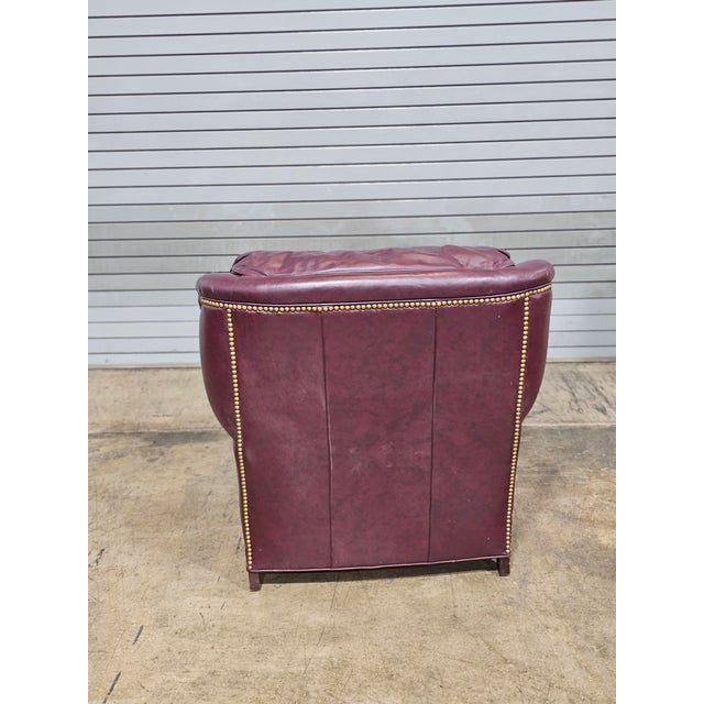 Late 20th Century Hancock & Moore Burgundy Leather Club Chair Arm Chair W Match Ottoman For Sale In Cleveland - Image 6 of 13