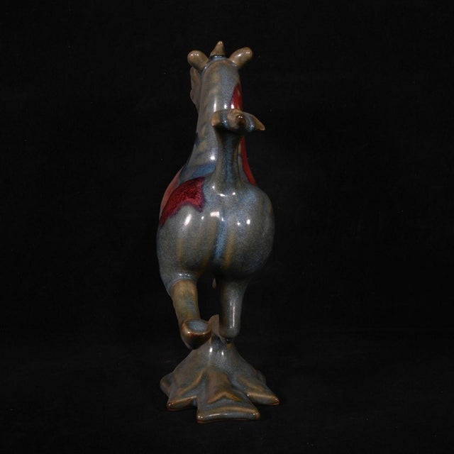 Chinese Jun Ware Style Flambe Glaze "Horse Treading on a Swallow" Sculpture For Sale - Image 4 of 9