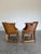 Pair of Vintage Dutch Colonial Style Barrel Back Armchairs. Paneled backs wrap around sides with heart shaped hand hold...