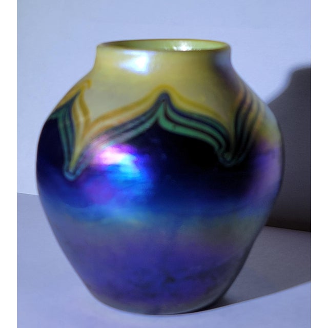 1910s Tiffany Favrile Pulled Feather Miniature Vase For Sale - Image 5 of 10