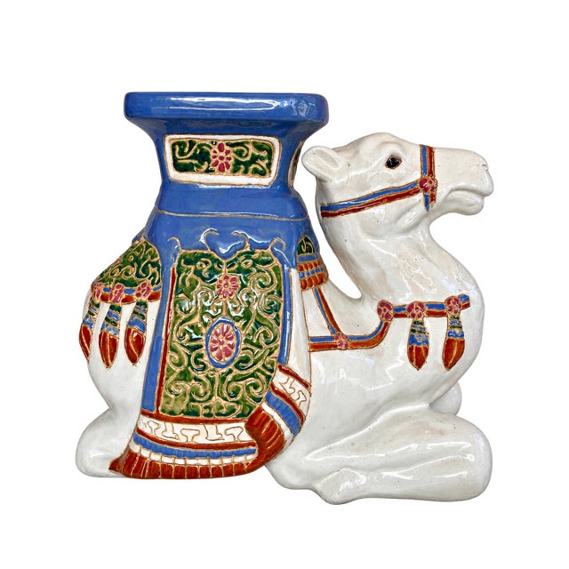 Vintage Glazed Ceramic Camel Garden Stool, 1970s For Sale - Image 6 of 8