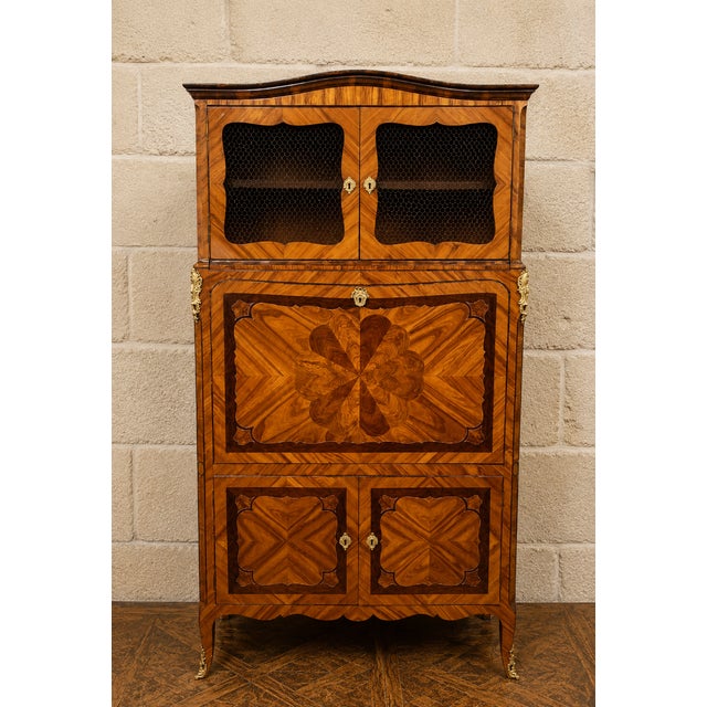 Tan Louis XV Marquetry Secretaire For Sale - Image 8 of 8