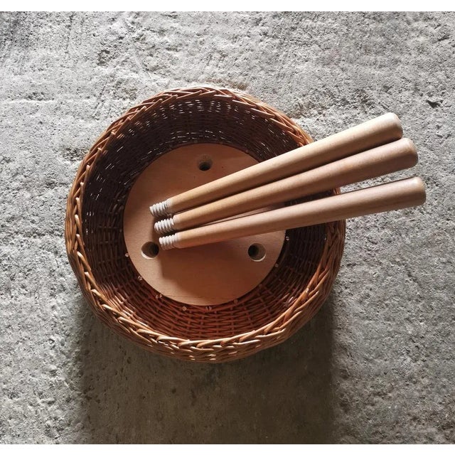 Tony Paul Swedish Wicker Tripod Stool in the style of Tony Paul, 1950s For Sale - Image 4 of 10