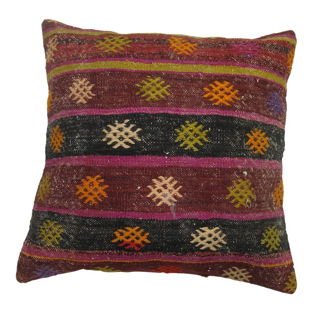 Striped Vintage Kilim Pillow For Sale