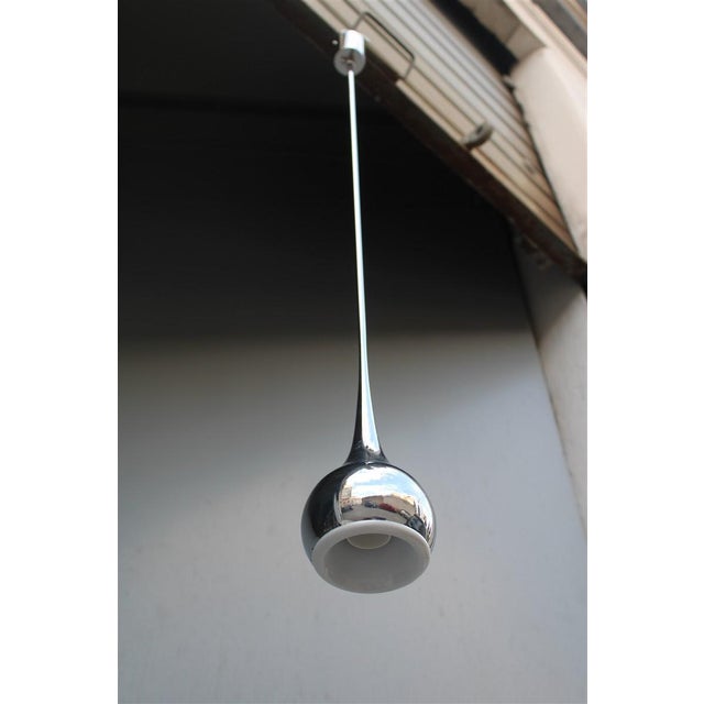 Silver Minimal Trombetta Chandelier in Chromed Metal by Angelo Brotto for Esperia Trombetta, 1970s For Sale - Image 8 of 11