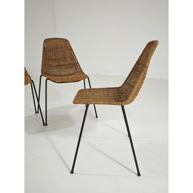 Vintage Basket Wicker Chairs by Legler for Bonacina Italia, 1950s, Set of 4 For Sale - Image 4 of 13