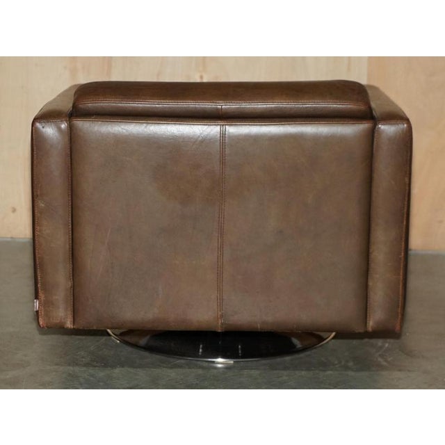 Vintage Heritage Swivel Lounge Armchair in Brown Leather with Chrome Base from BoConcept For Sale - Image 12 of 15