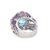 Early 21st Century Blue Topaz Amethyst Cocktail Ring Sz 7 18k White Gold Flowers Vines Fine Jewelry For Sale - Image 5 of 7