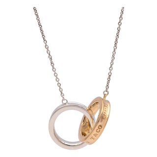 Tiffany & Co. 1837 Interlocking Circles Necklace Sterling Silver & 18k Rose Gold For Sale
