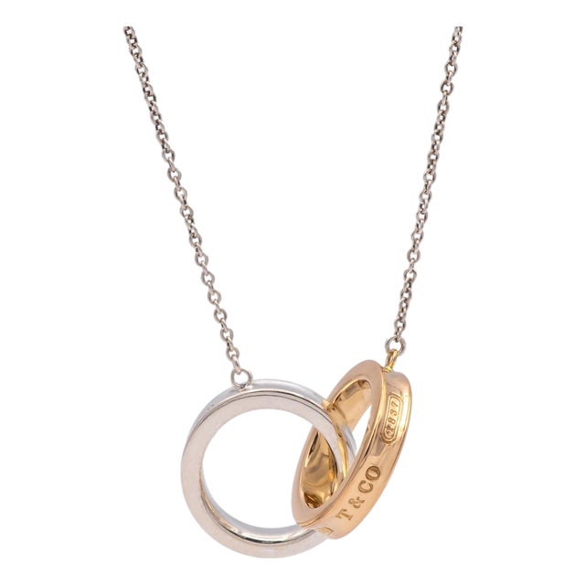 Tiffany & Co. 1837 Interlocking Circles Necklace Sterling Silver & 18k Rose Gold For Sale