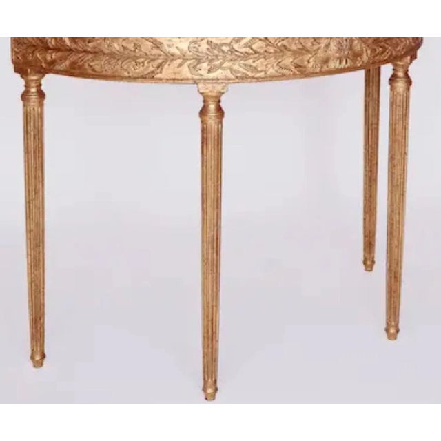 George III Style Giltwood & Green Italian Marble Demilune Console Table by Burton-Ching.